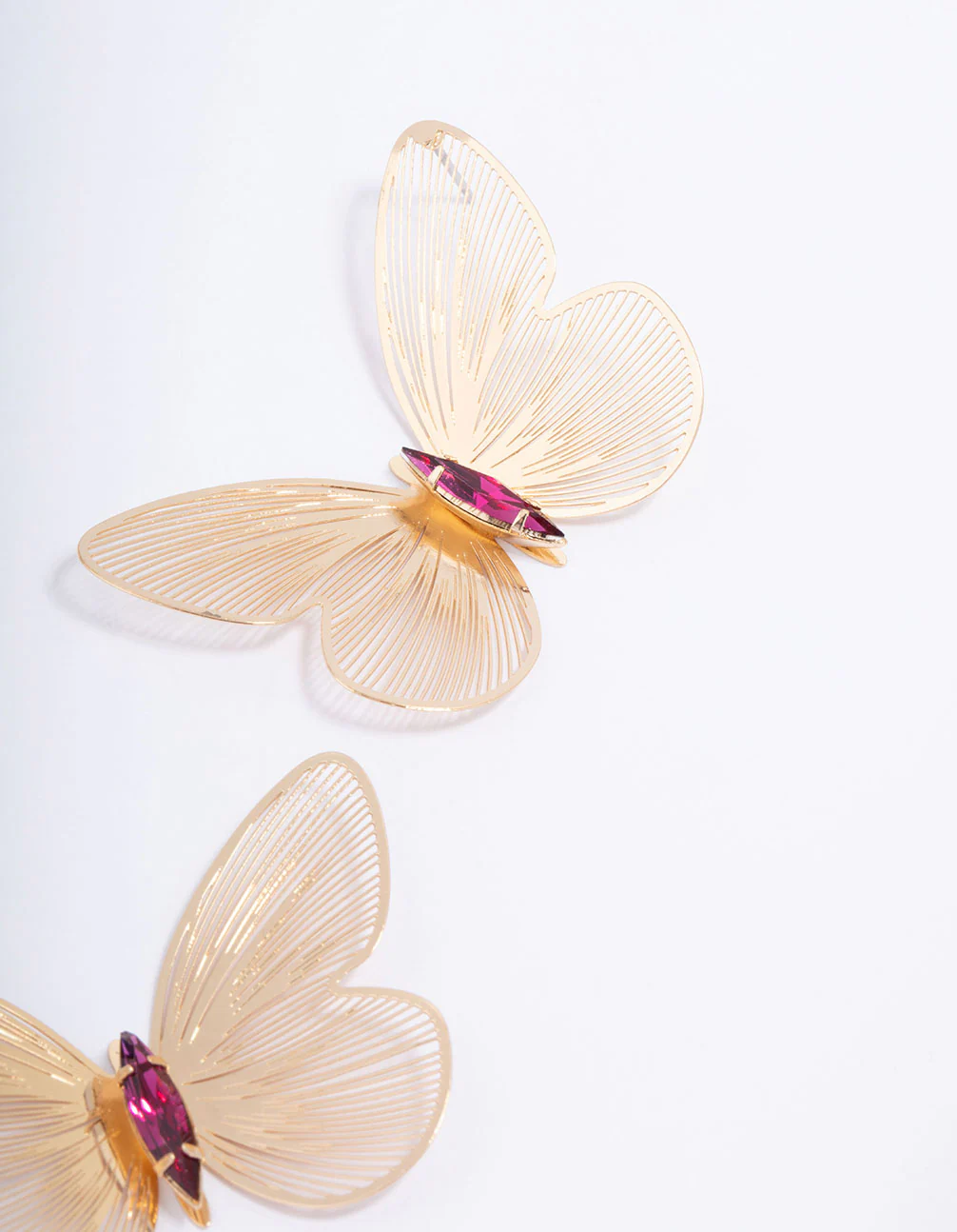 Gold Textured Butterfly Statement Stud Earrings - Image 3