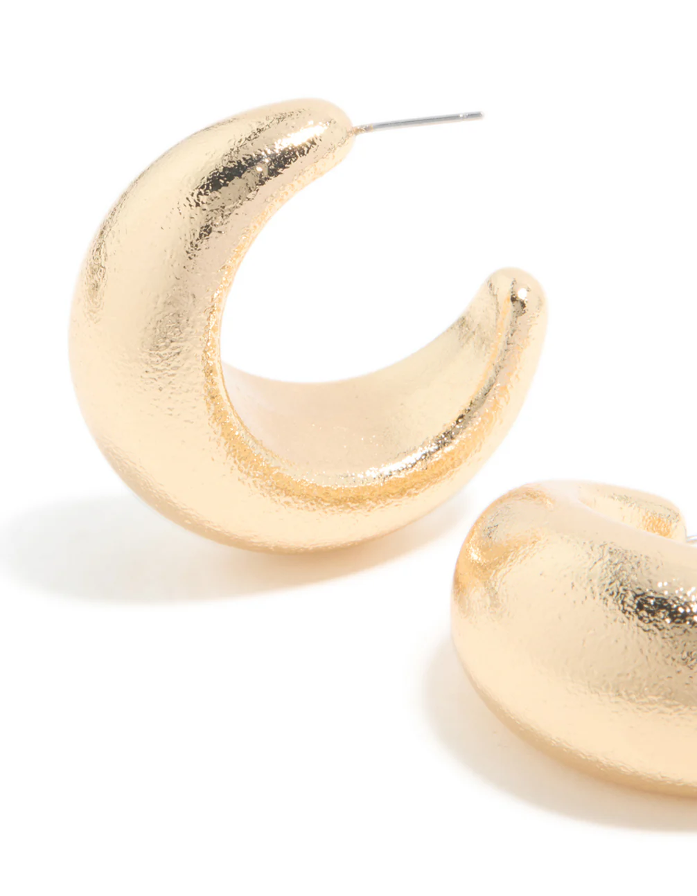 Gold Textured Soft Open Hoop Earrings - Image 4