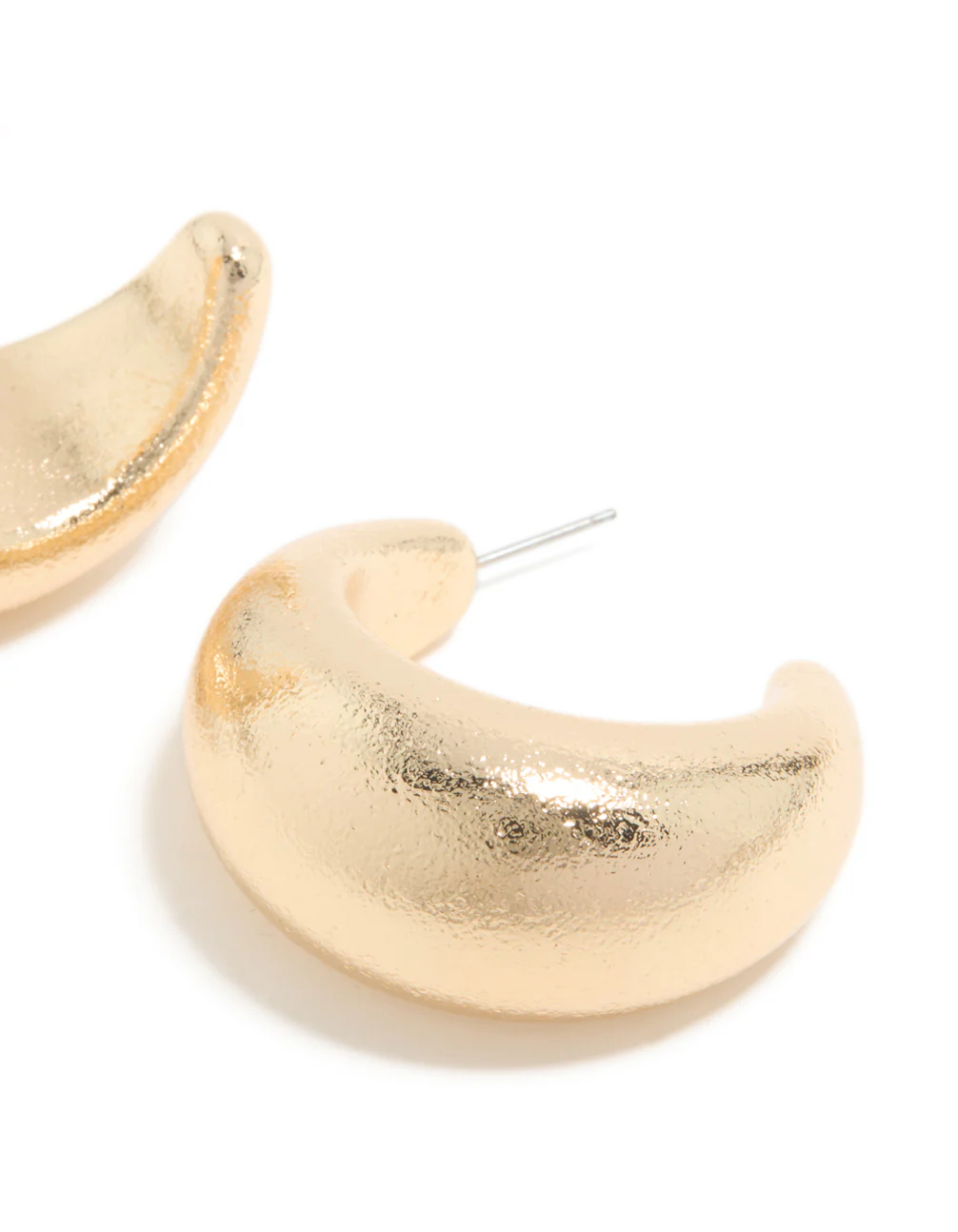 Gold Textured Soft Open Hoop Earrings - Image 5