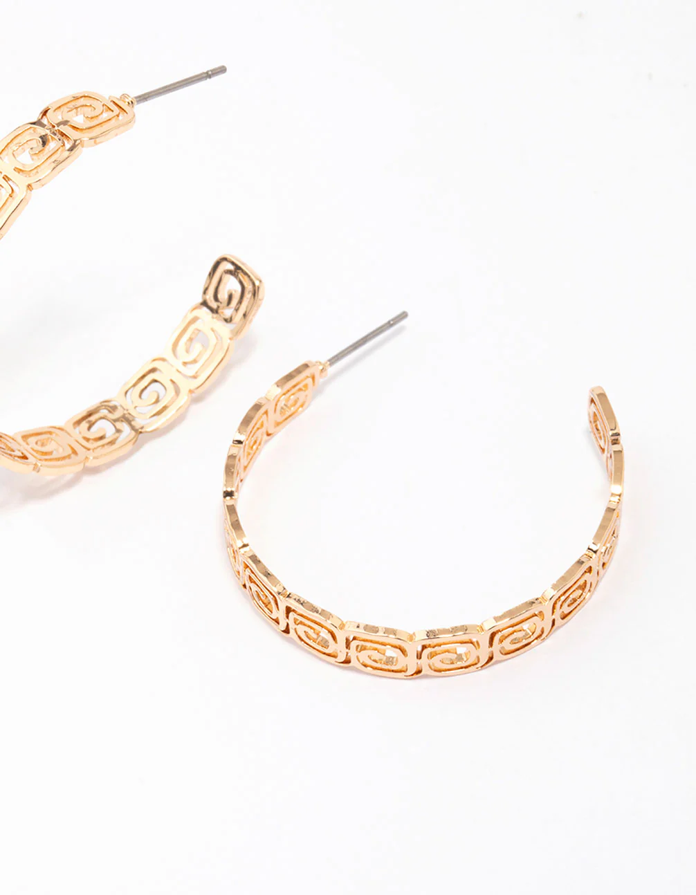 Gold Textured Spiral Hoop Earrings - Image 2