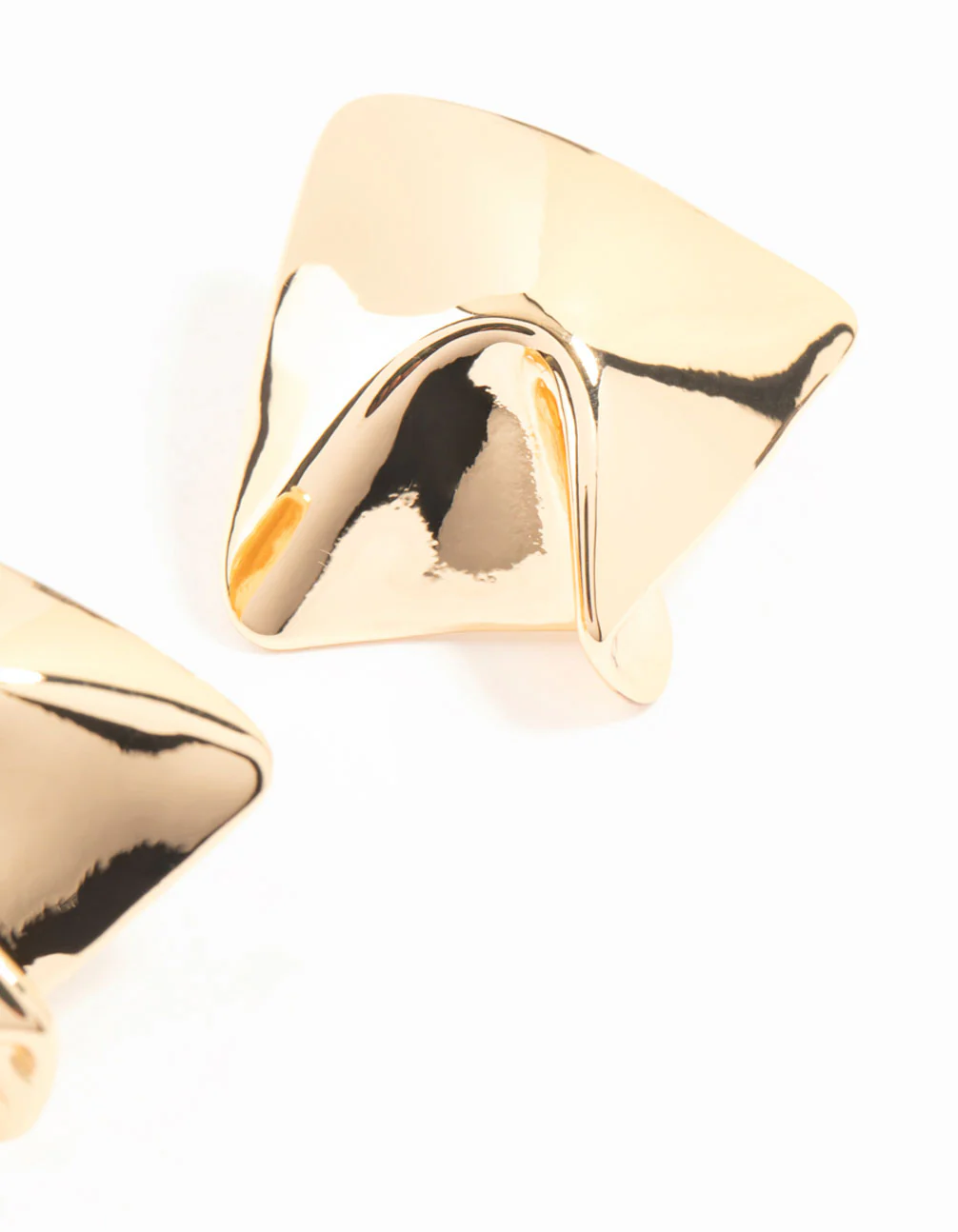 Gold Textured Square Stud Earrings - Image 3