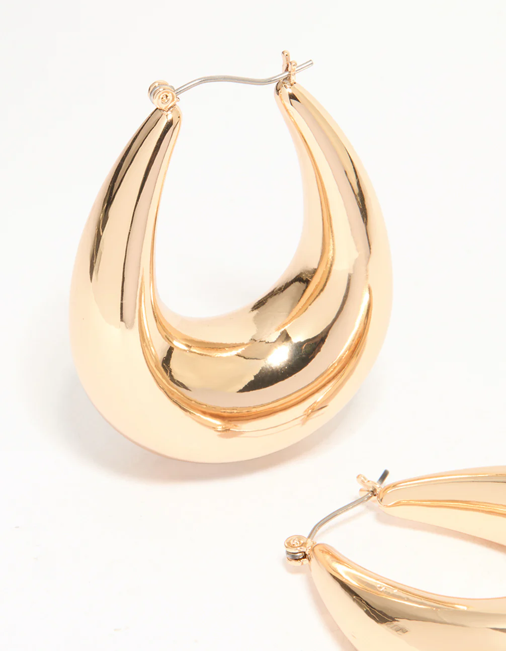 Gold Thick Large Hoop Earrings - Image 4