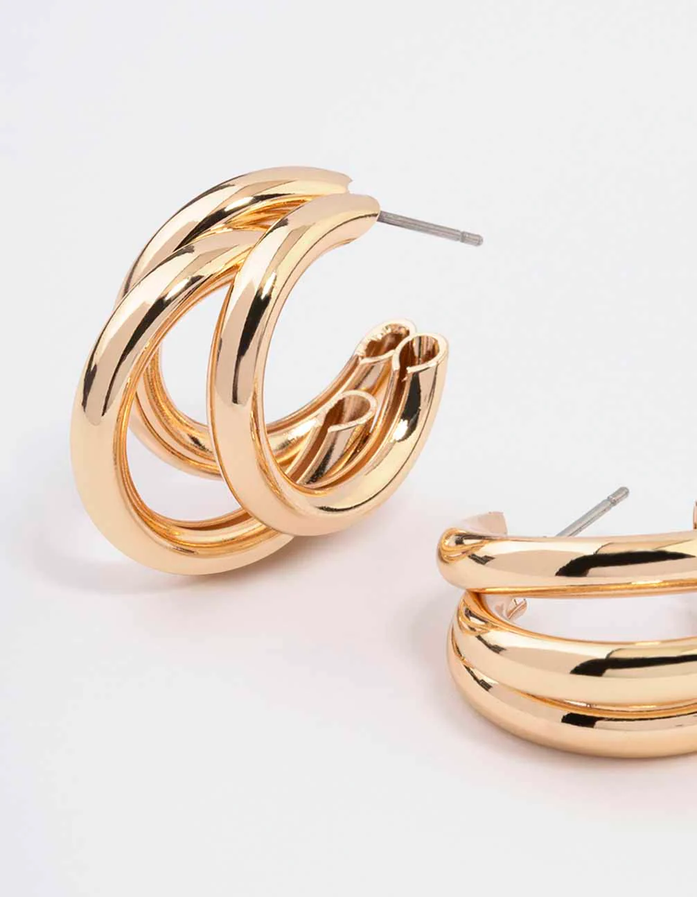 Gold Triple Illusion Hoop Earrings - Image 3