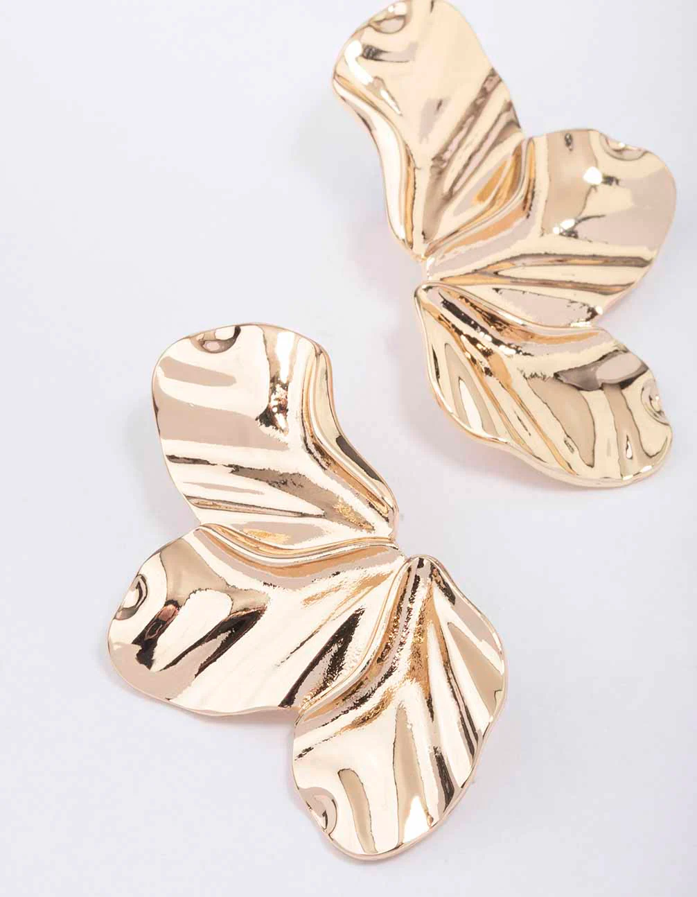 Gold Triple Petal Drop Earrings - Image 2