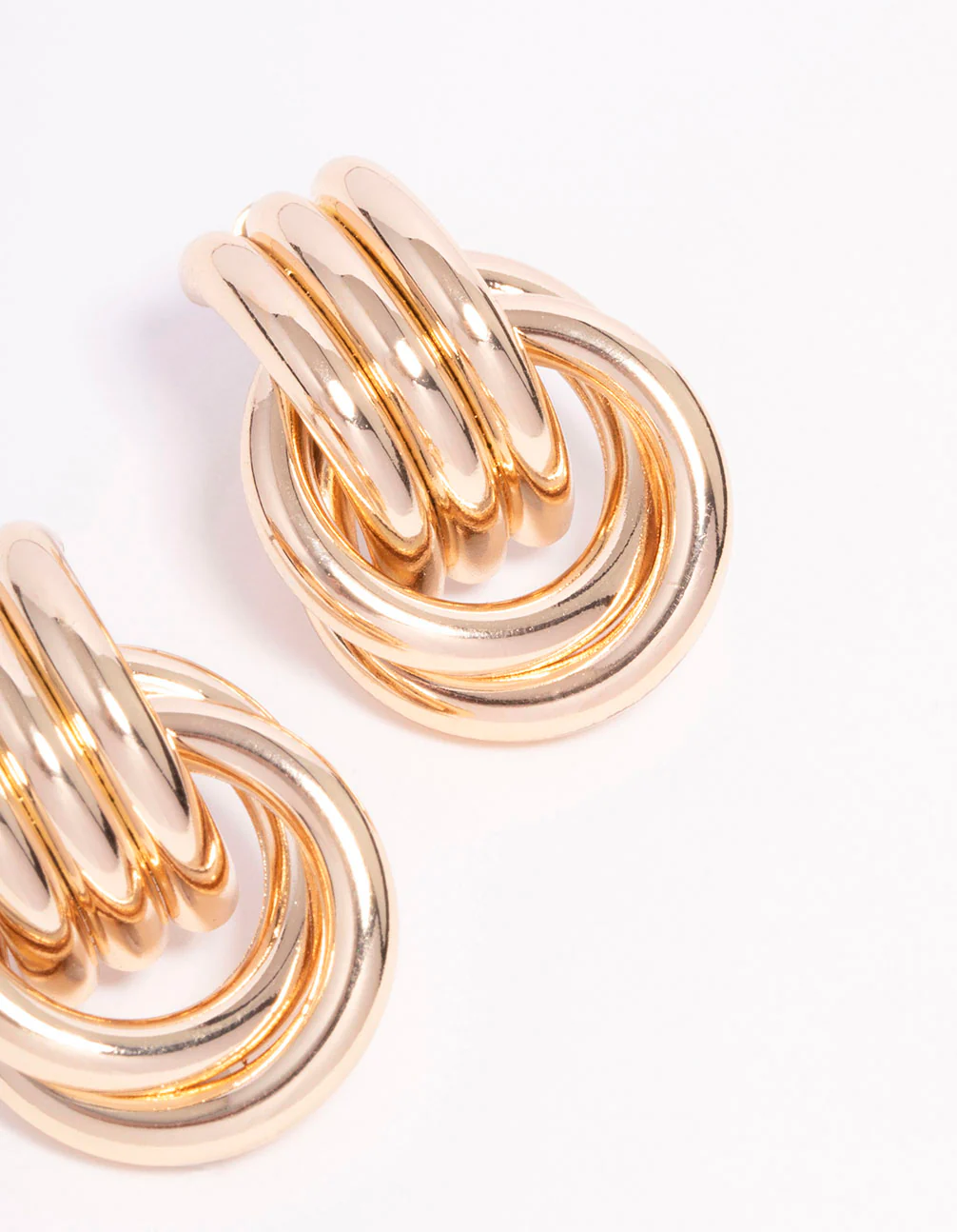 Gold Triple Row Wrapped Knotted Drop Earrings - Image 3