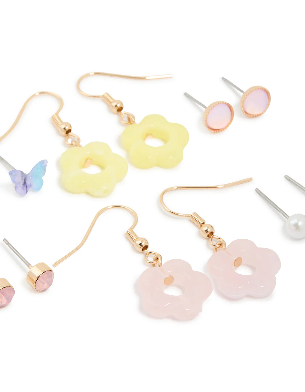 Gold Tulip & Flower Stud Earrings 8-Pack - Image 2