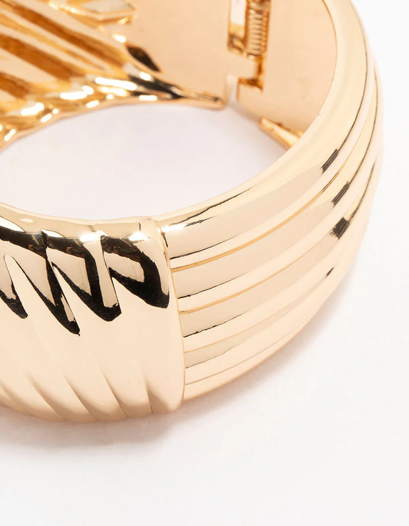 Gold Wrapped Detailed  Thick Wrist Cuff - Image 2