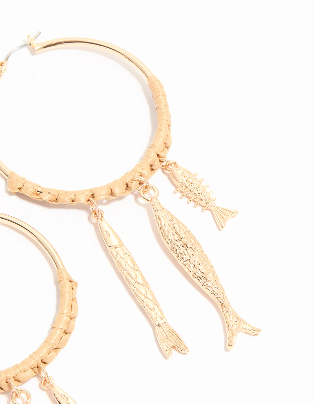 Gold Wrapped Fish Hoop Earrings - Image 5