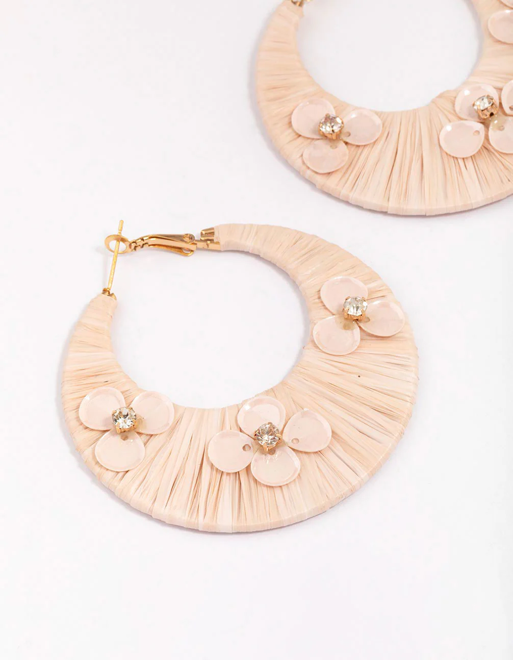 Gold Wrapped Flower Hoop Earrings - Image 2
