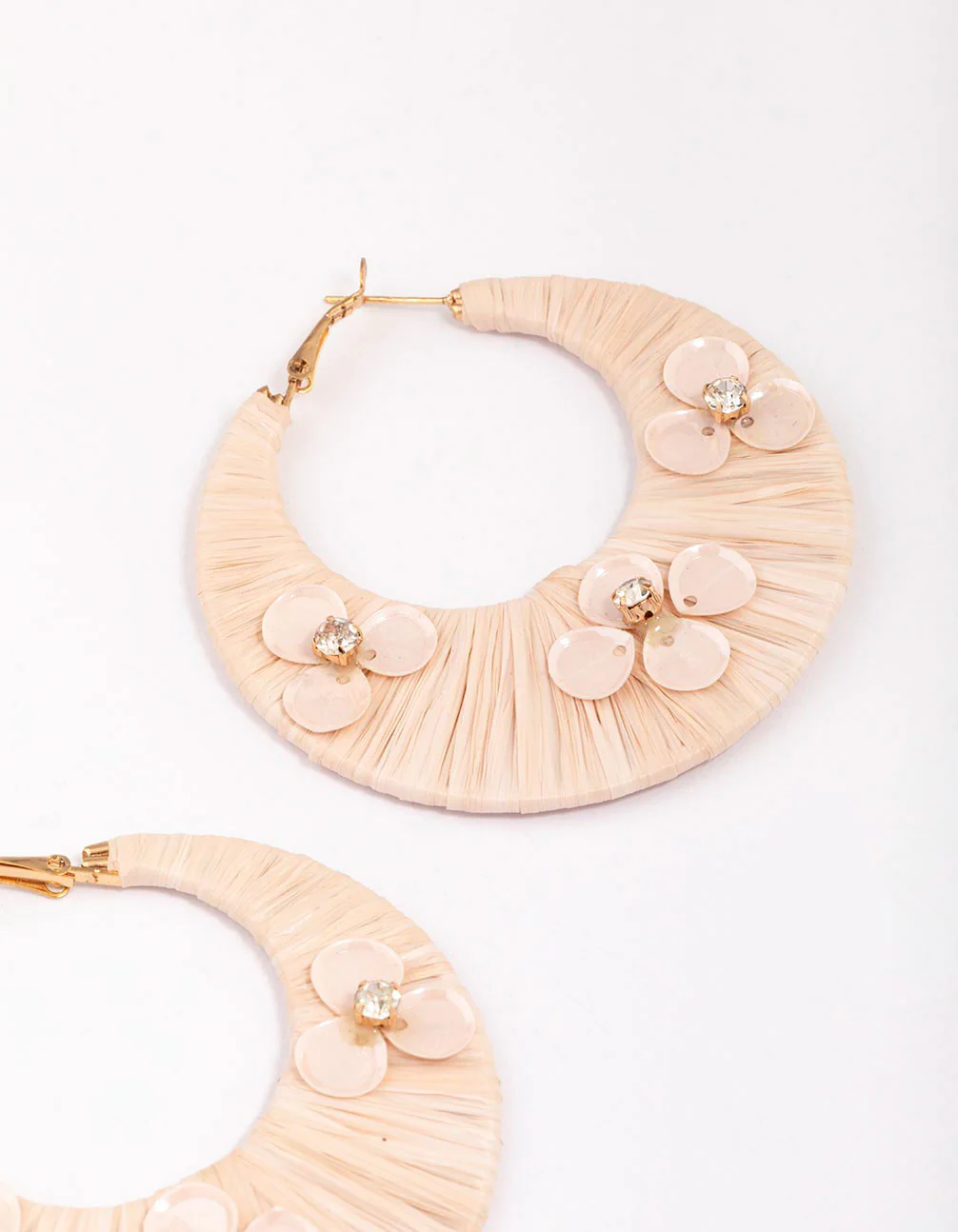Gold Wrapped Flower Hoop Earrings - Image 3