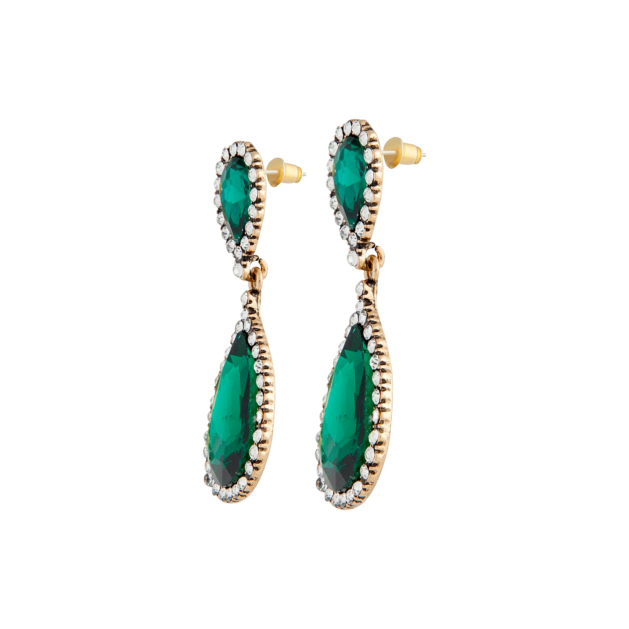 Emerald & Crystal Angelina Earrings - Image 2