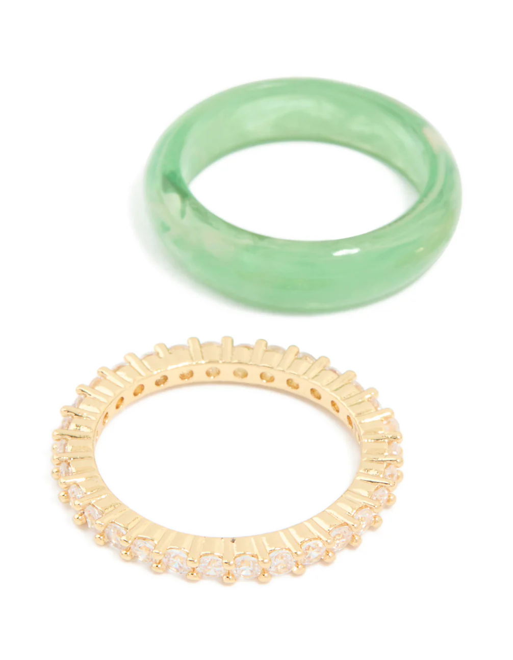 Green Acrylic & Cubic Zirconia Rings 3-Pack - Image 4