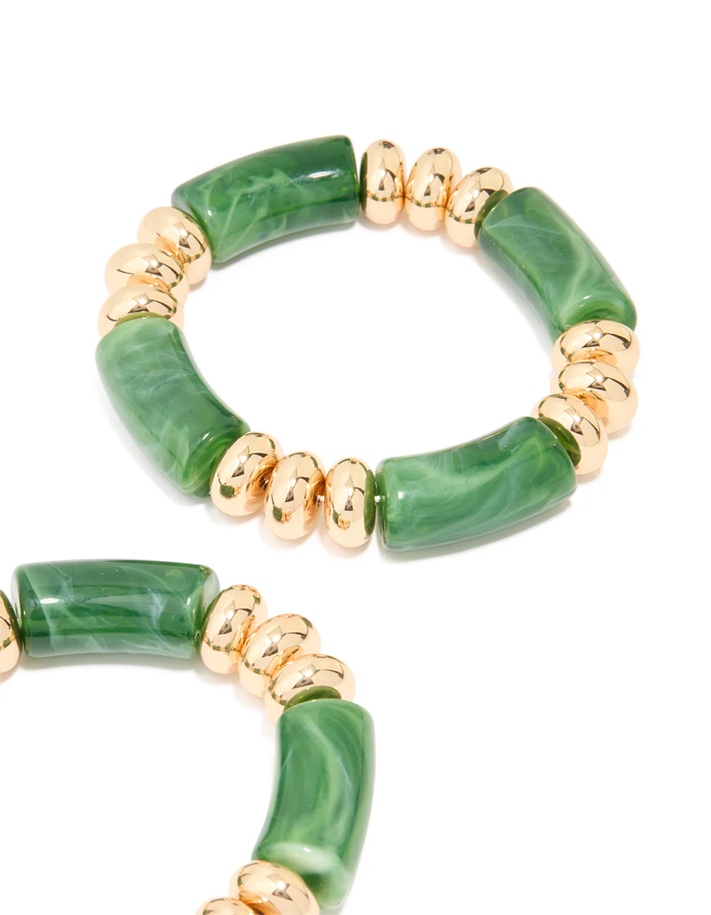 Green Marble Beaded Stretch Bracelets 2-Pack - Image 3