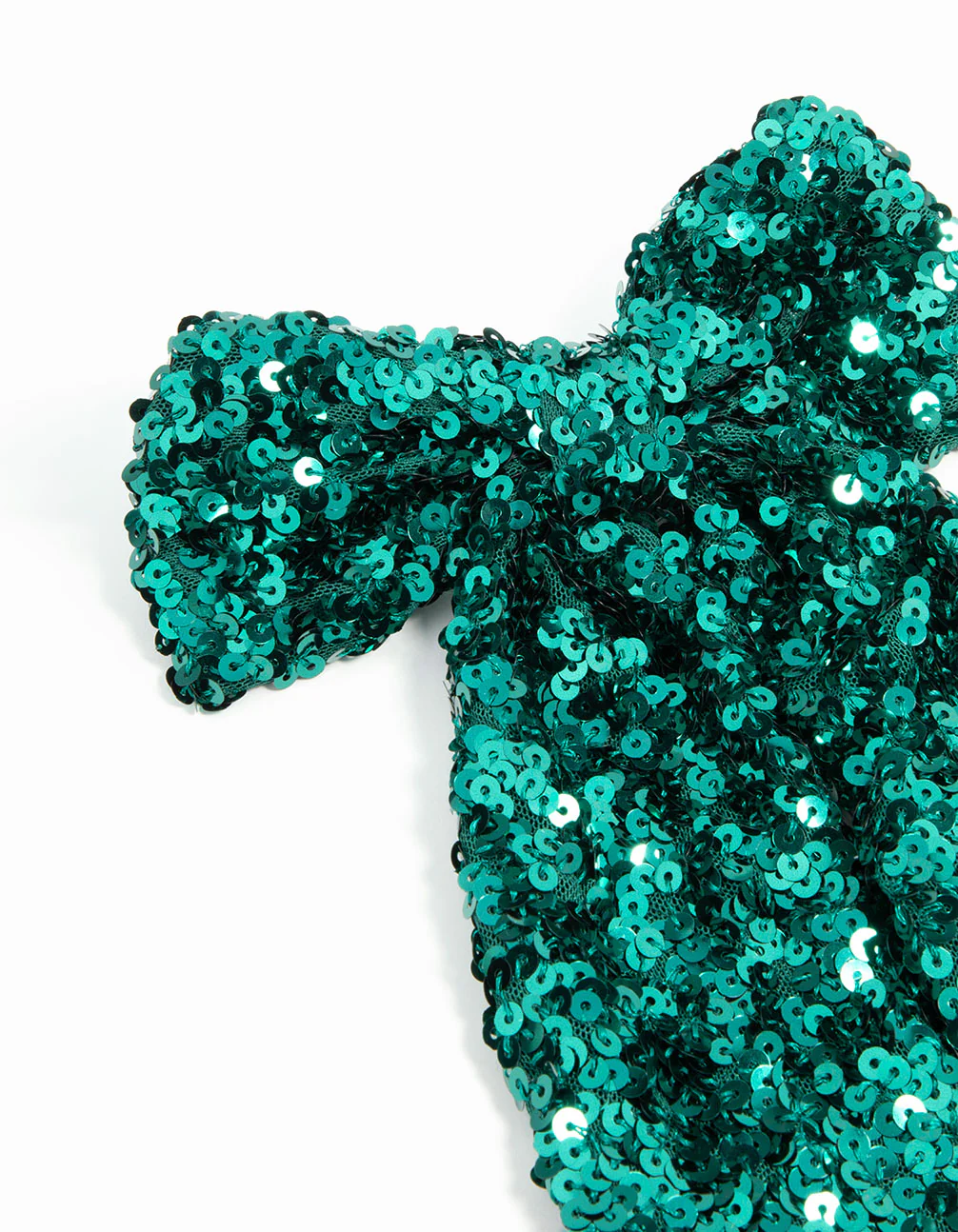 Green Sequin Fabric Long Bow Clip - Image 2