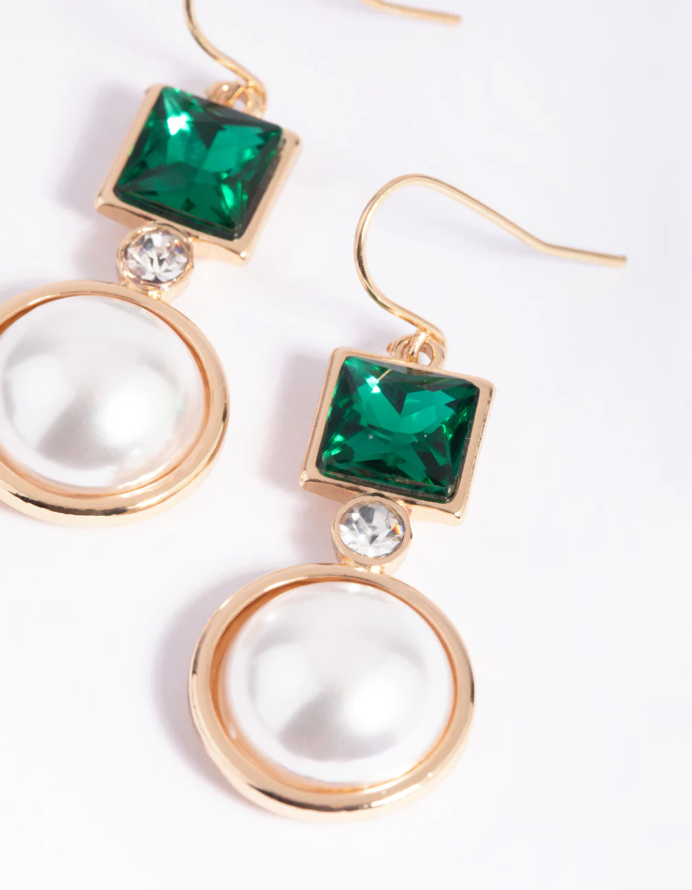 Green Pearl Drop Earrings - Image 4