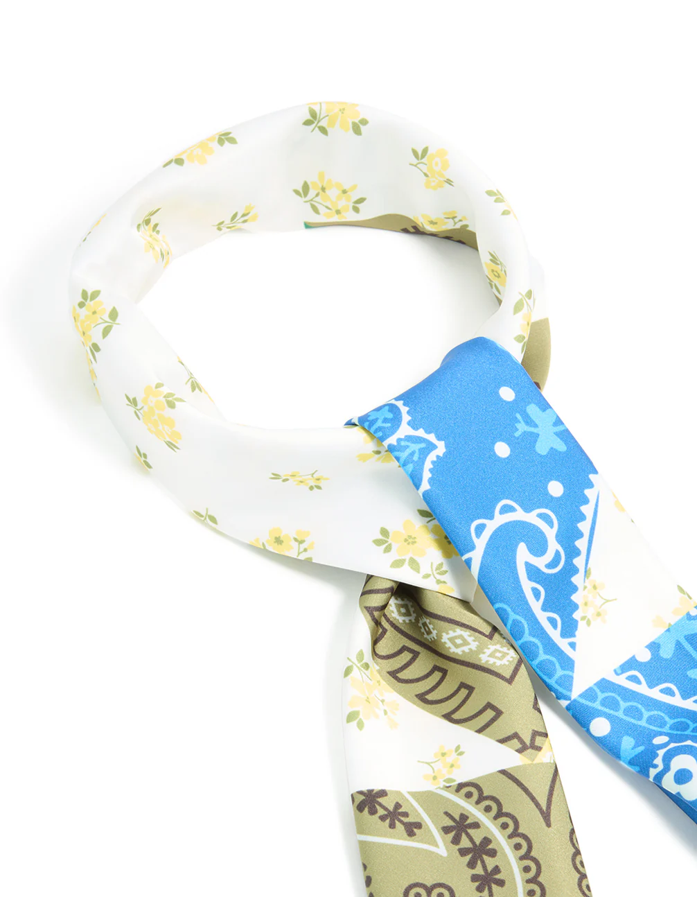 Grey & Blue Fabric Paisley & Floral Scarf - Image 2