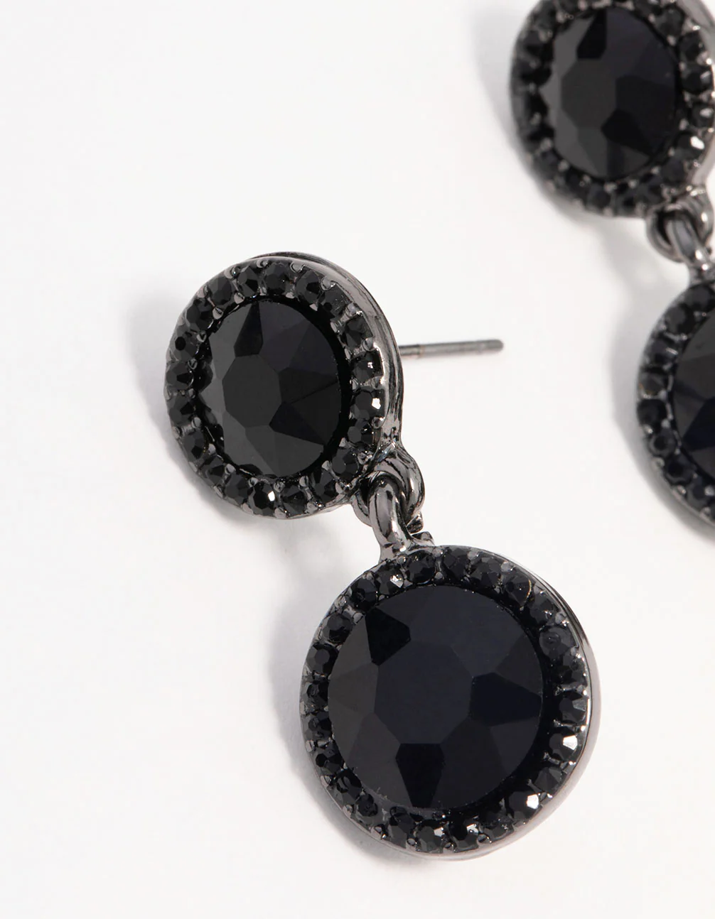 Gunmetal Black Stone Drop Earrings - Image 2