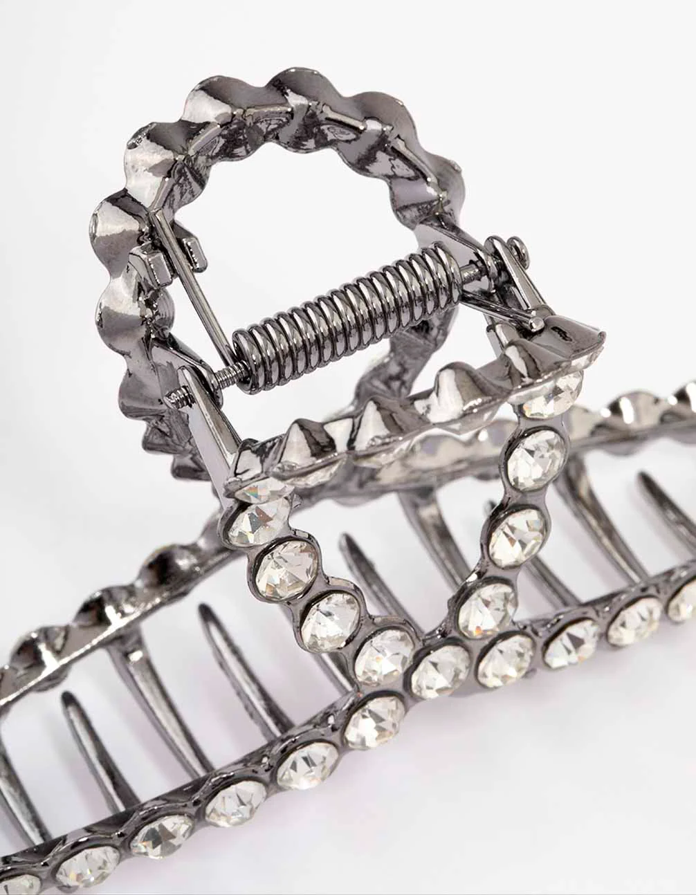 Gunmetal Diamante Twisted Hair Claw Clip - Image 3