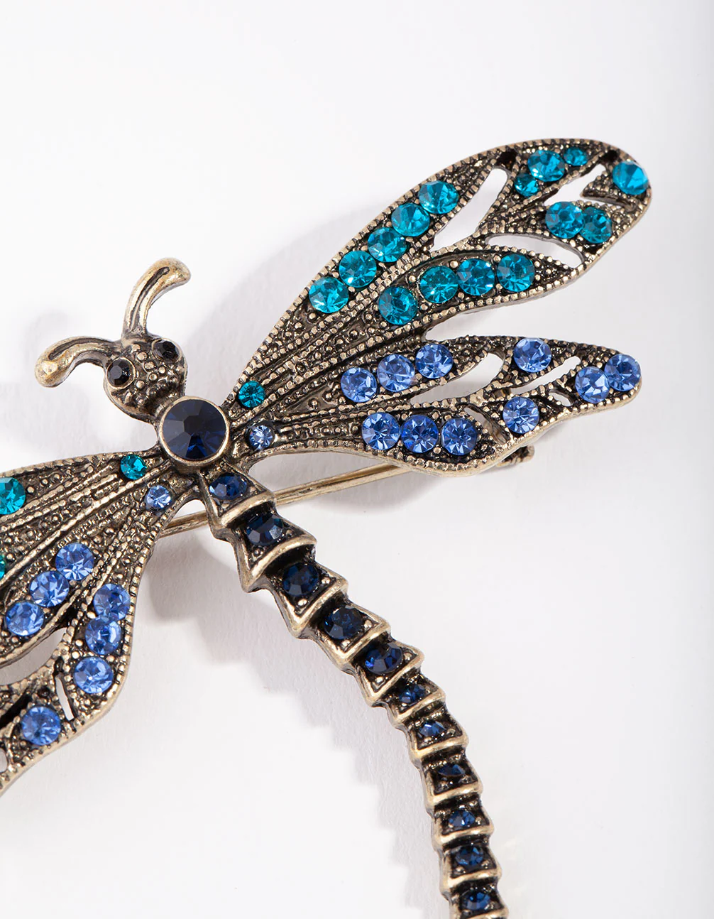 Antique Gold Dragonfly Diamante Broach - Image 4