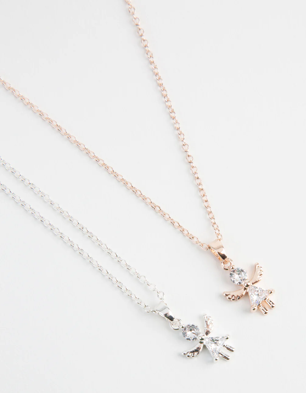Mixed Metal Double Angel Diamante Necklace - Image 3