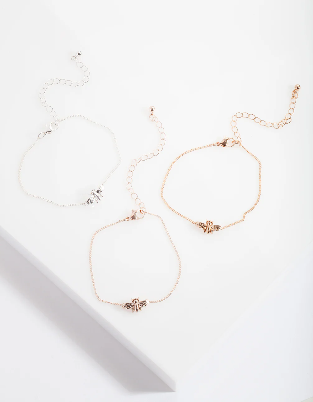 Mixed Metal 3 Pack Micro Bee Bracelet - Image 2
