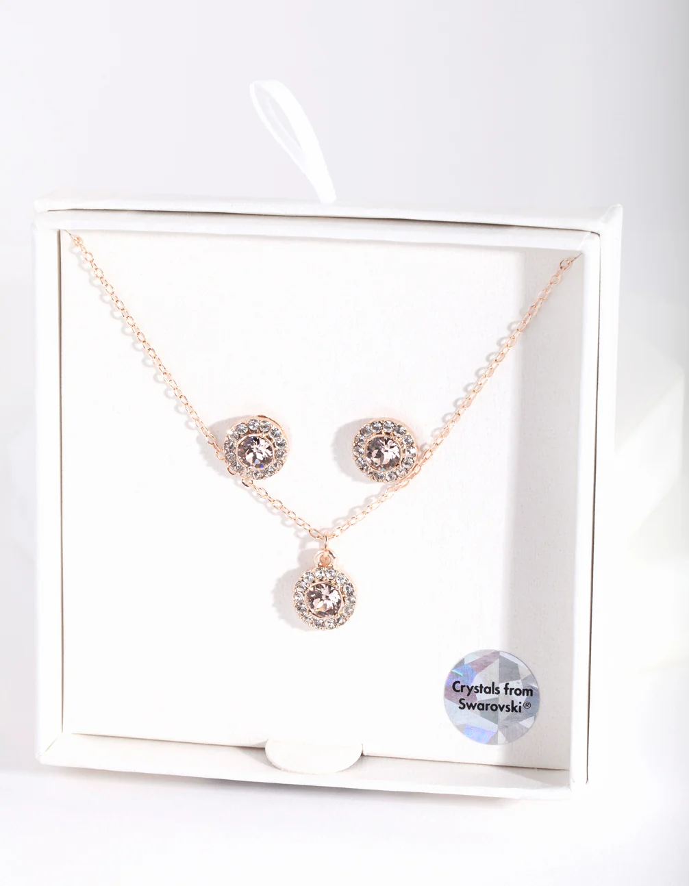Rose Gold Silk Swarovski Earring Necklace Set