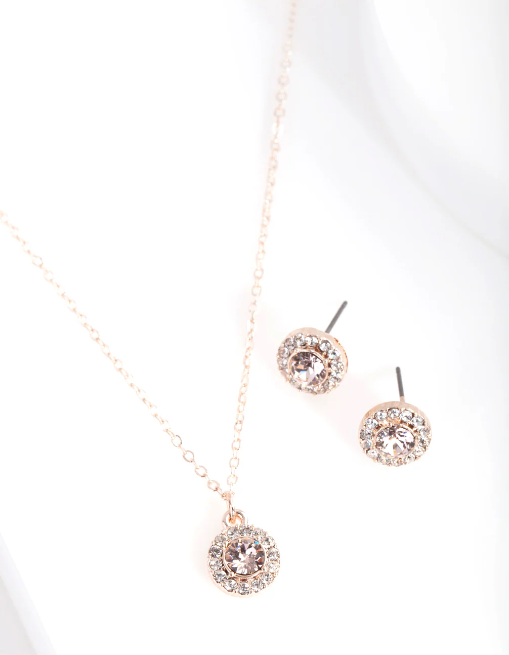 Rose Gold Silk Swarovski Earring Necklace Set - Image 2