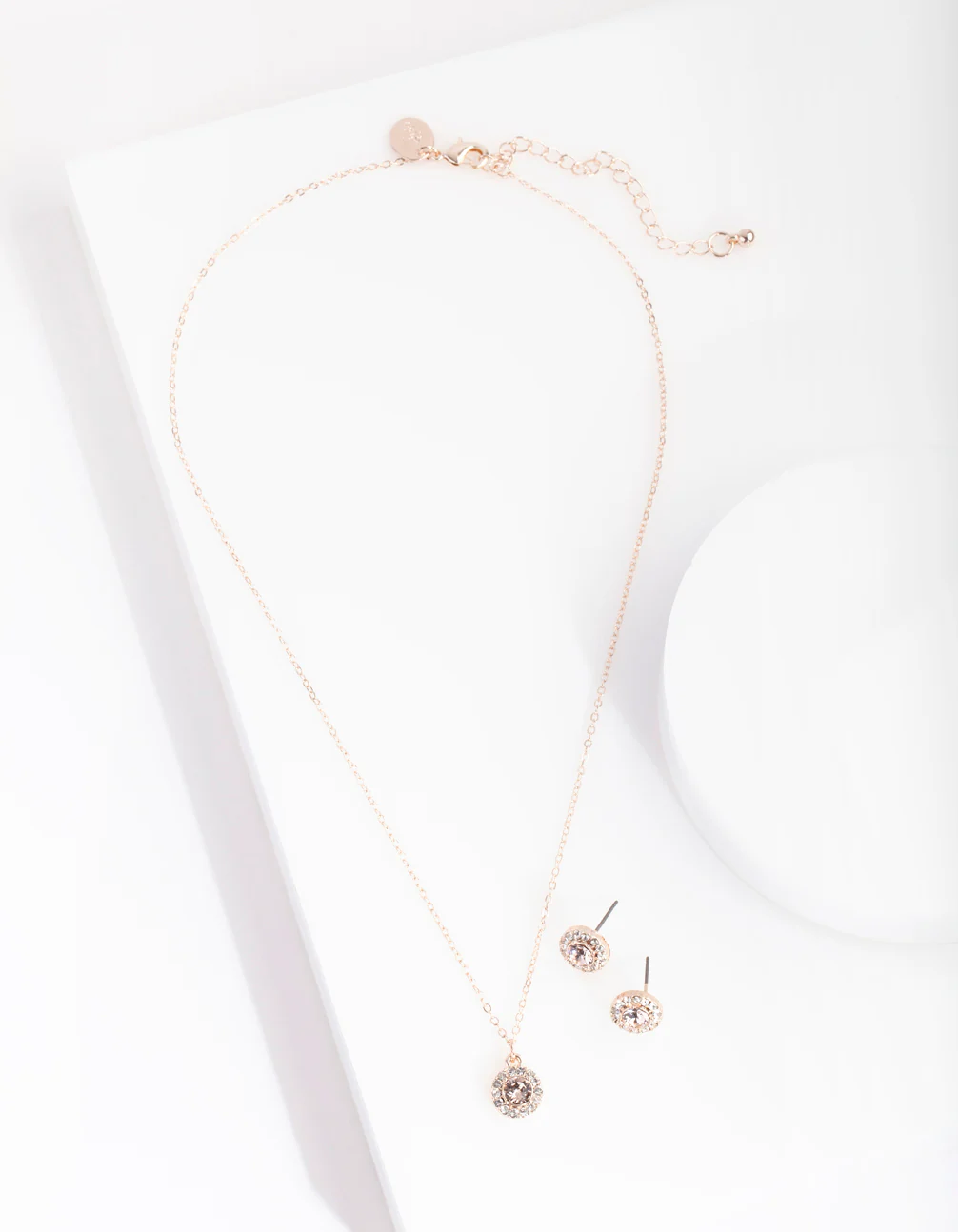 Rose Gold Silk Swarovski Earring Necklace Set - Image 3
