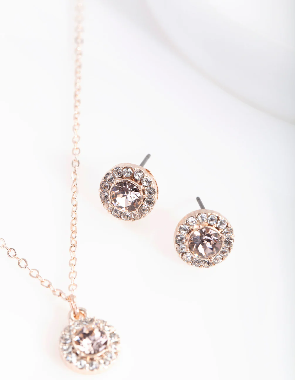 Rose Gold Silk Swarovski Earring Necklace Set - Image 4