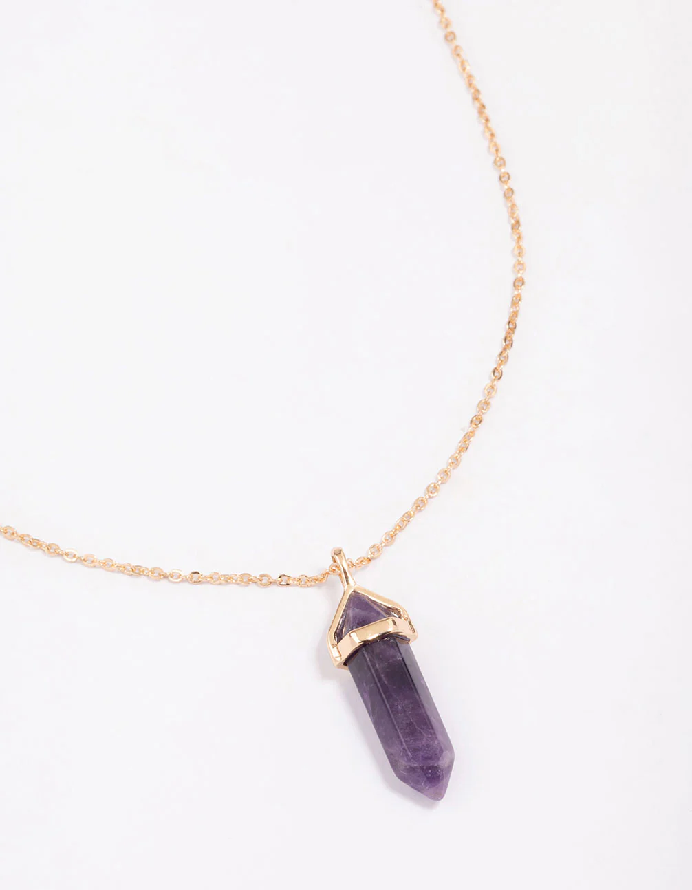 Gold Amethyst Pendant Necklace - Image 3