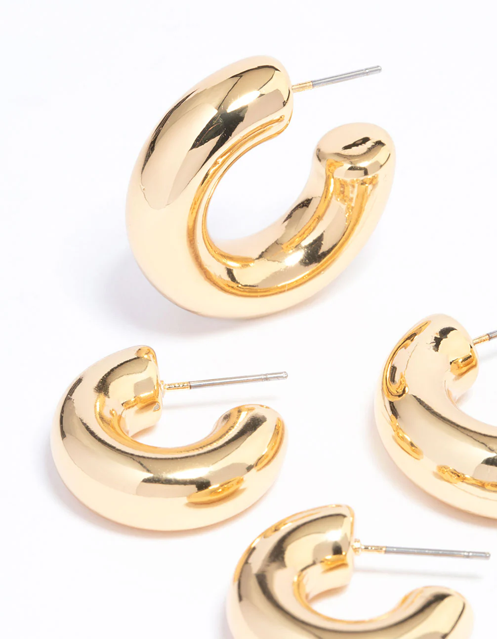 Gold Plated Chubby Hoop Earring Pack - Image 3