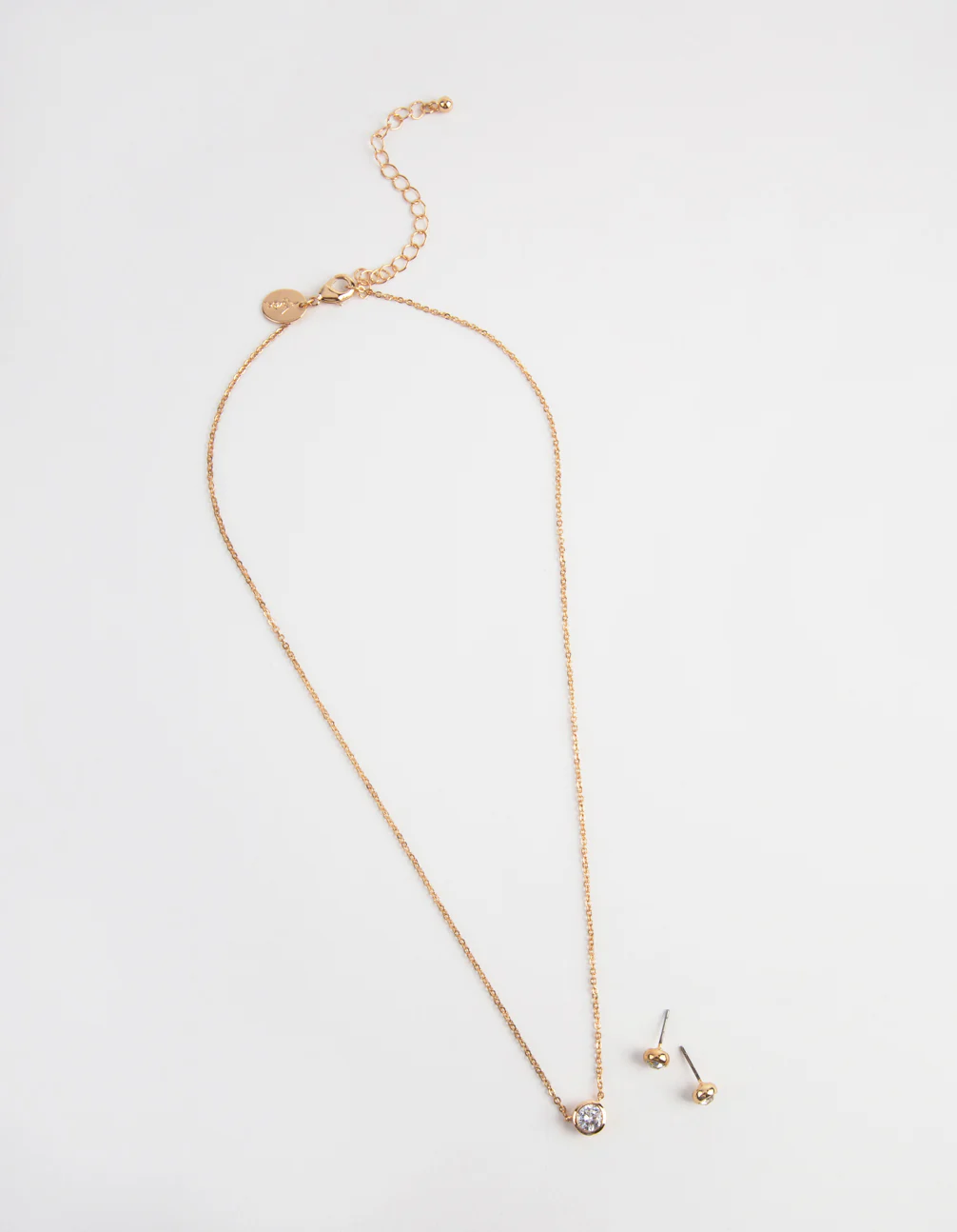 Gold Circle Diamond Pendant Necklace & Earrings Set - Image 6