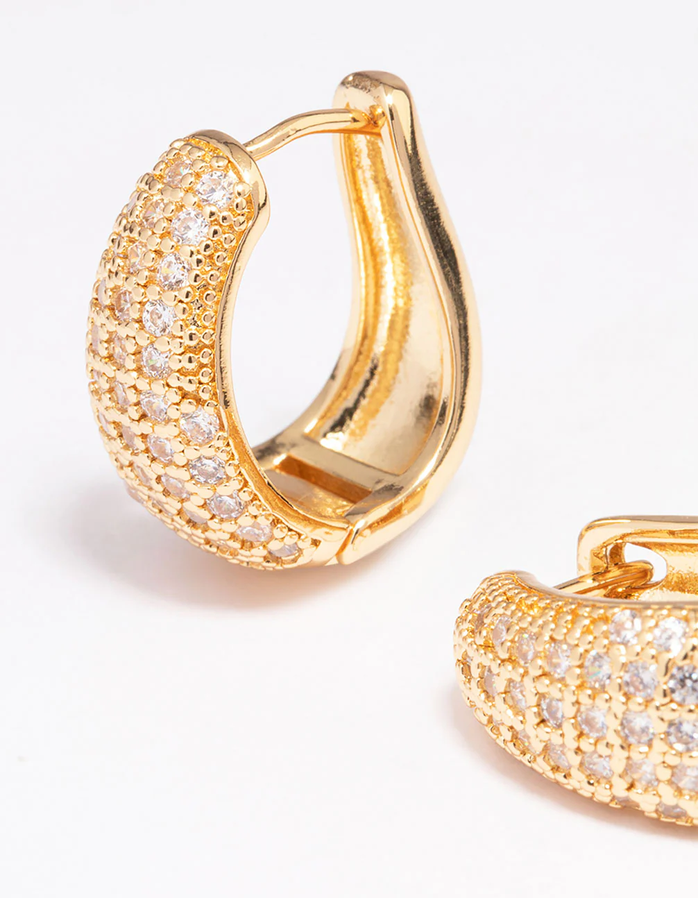 Gold Plated Cubic Zirconia Bold Hoop Earrings - Image 3