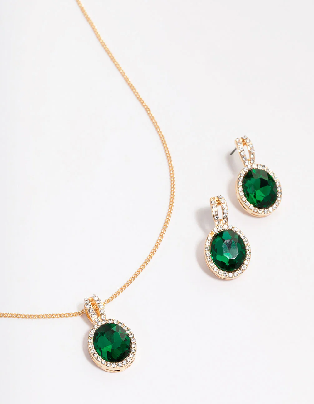 Gold Oval Halo Jewellery Set - Image 3