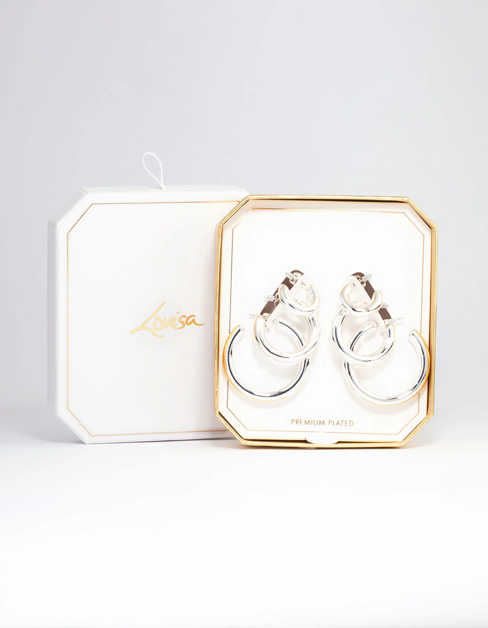 Silver Plated Chubby Hoop Earring 3-Pack - Image 2