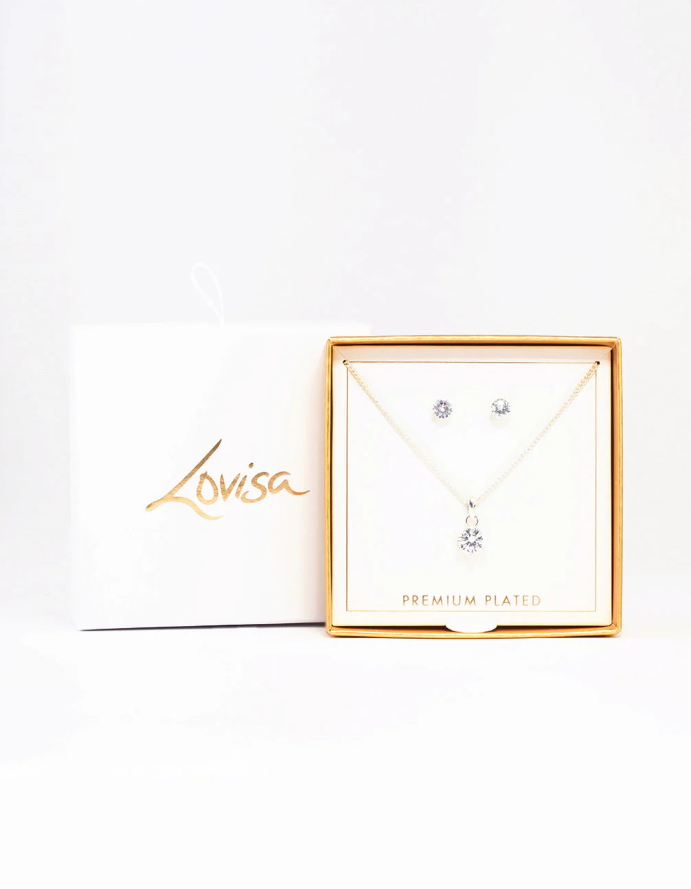 Silver Plated Cubic Zirconia Solitaire Jewellery Set - Image 2