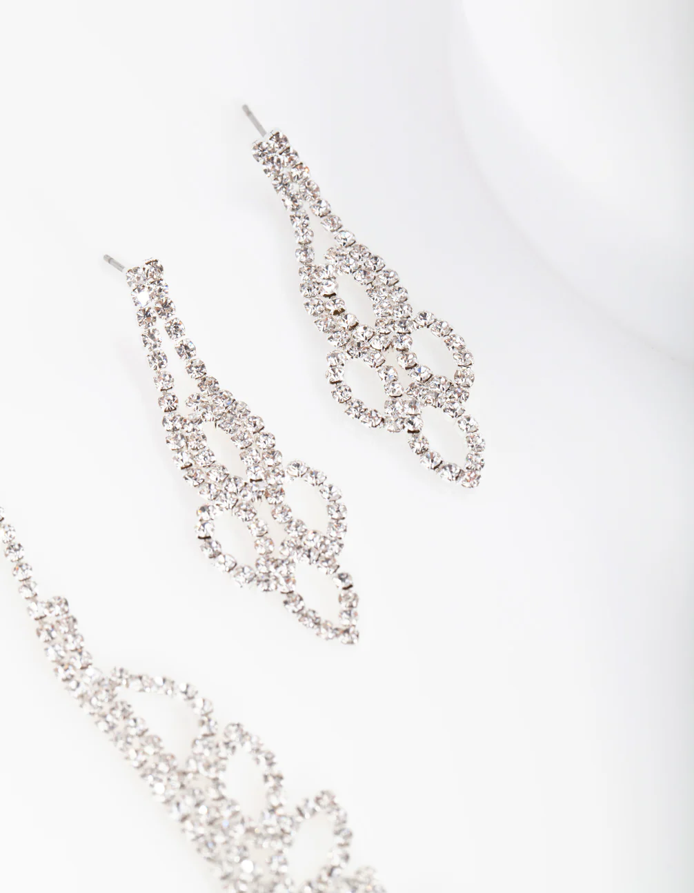 Silver Decorative Diamante Cupchain Earring Necklace Set - Image 4