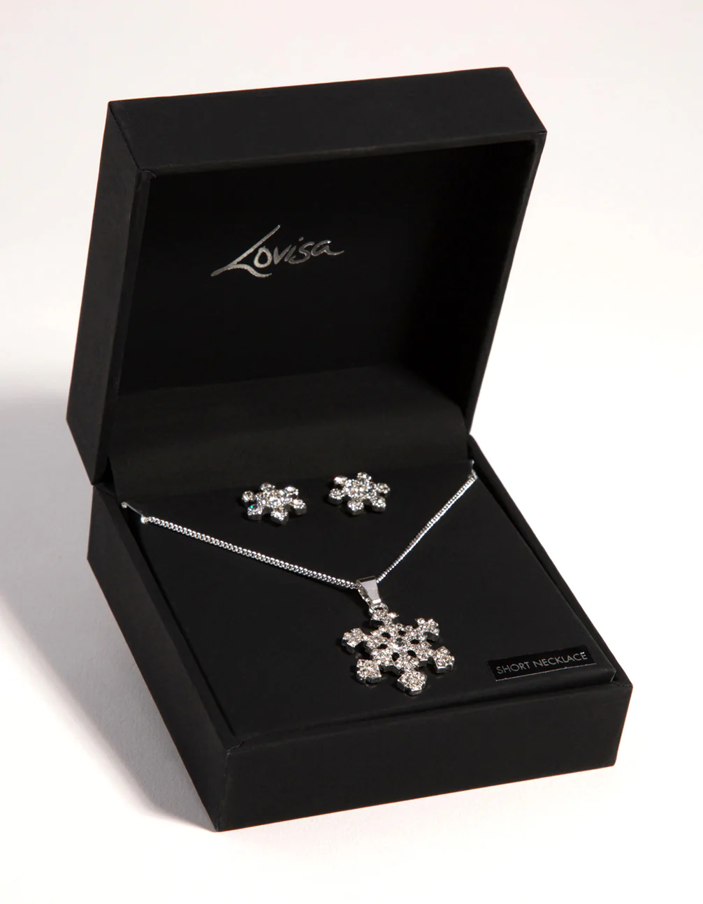 Silver Diamante Snowflake Necklace Earrings - Image 5