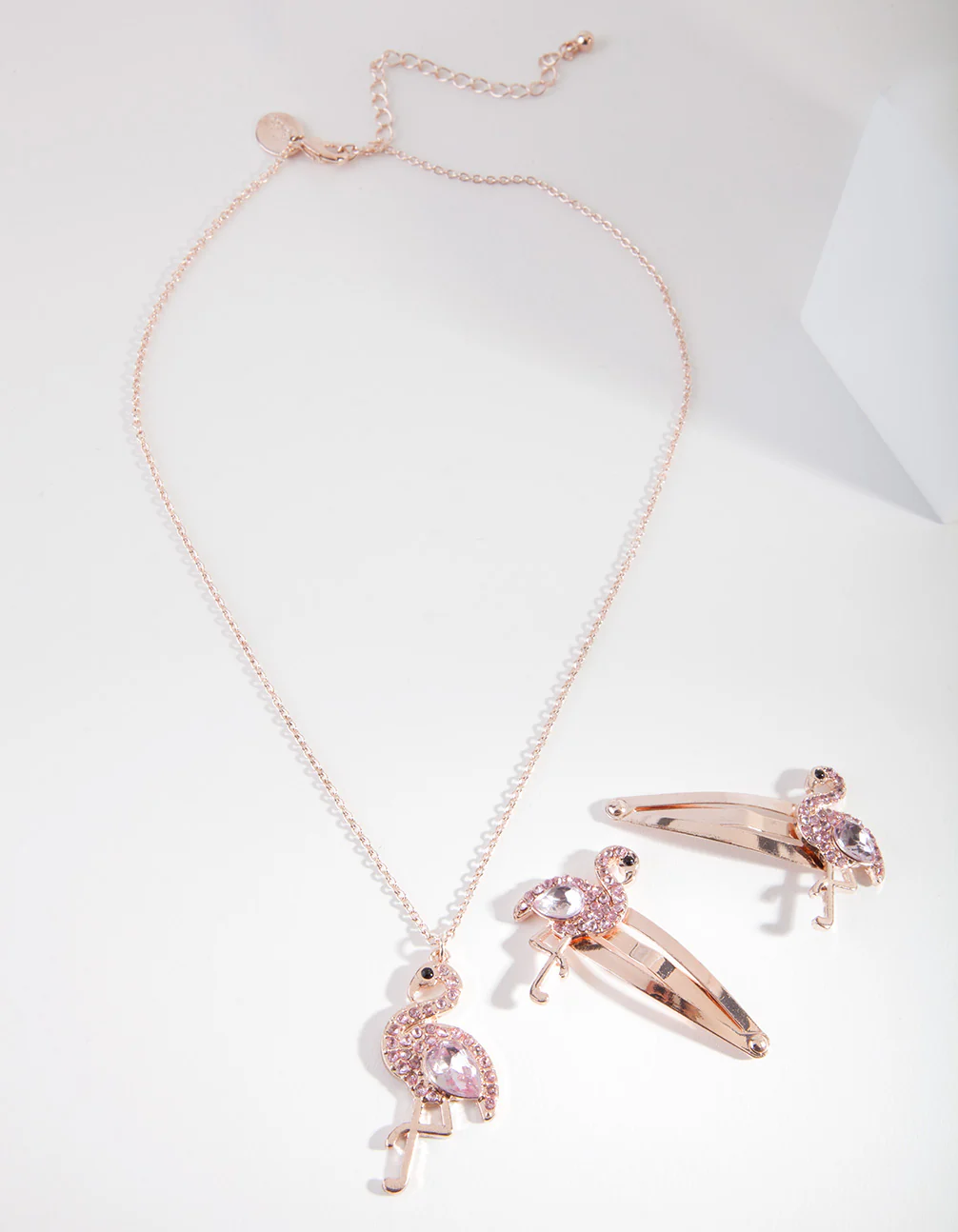 Kids Flamingo Necklace Hair Clip Set - Image 2