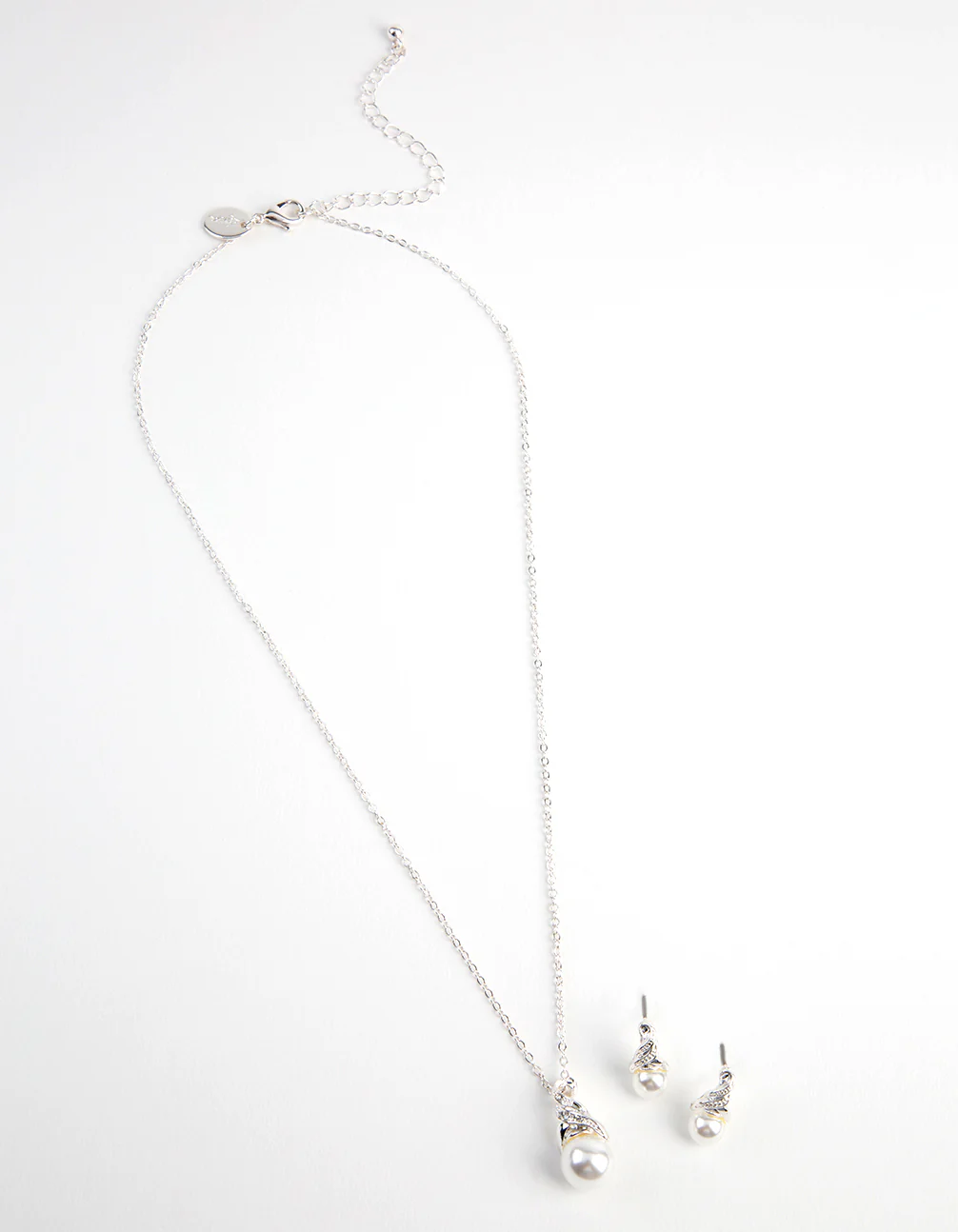 Silver Royal Pearl Necklace & Earrings Set - Image 2