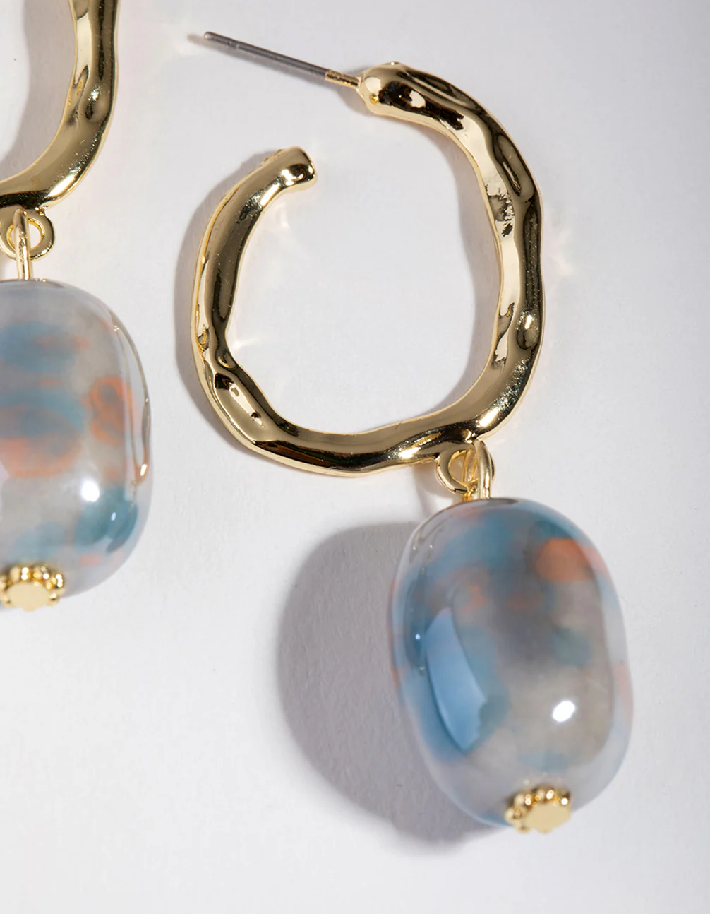 Gold Ceramic Bead Hoop Earrings - Image 2