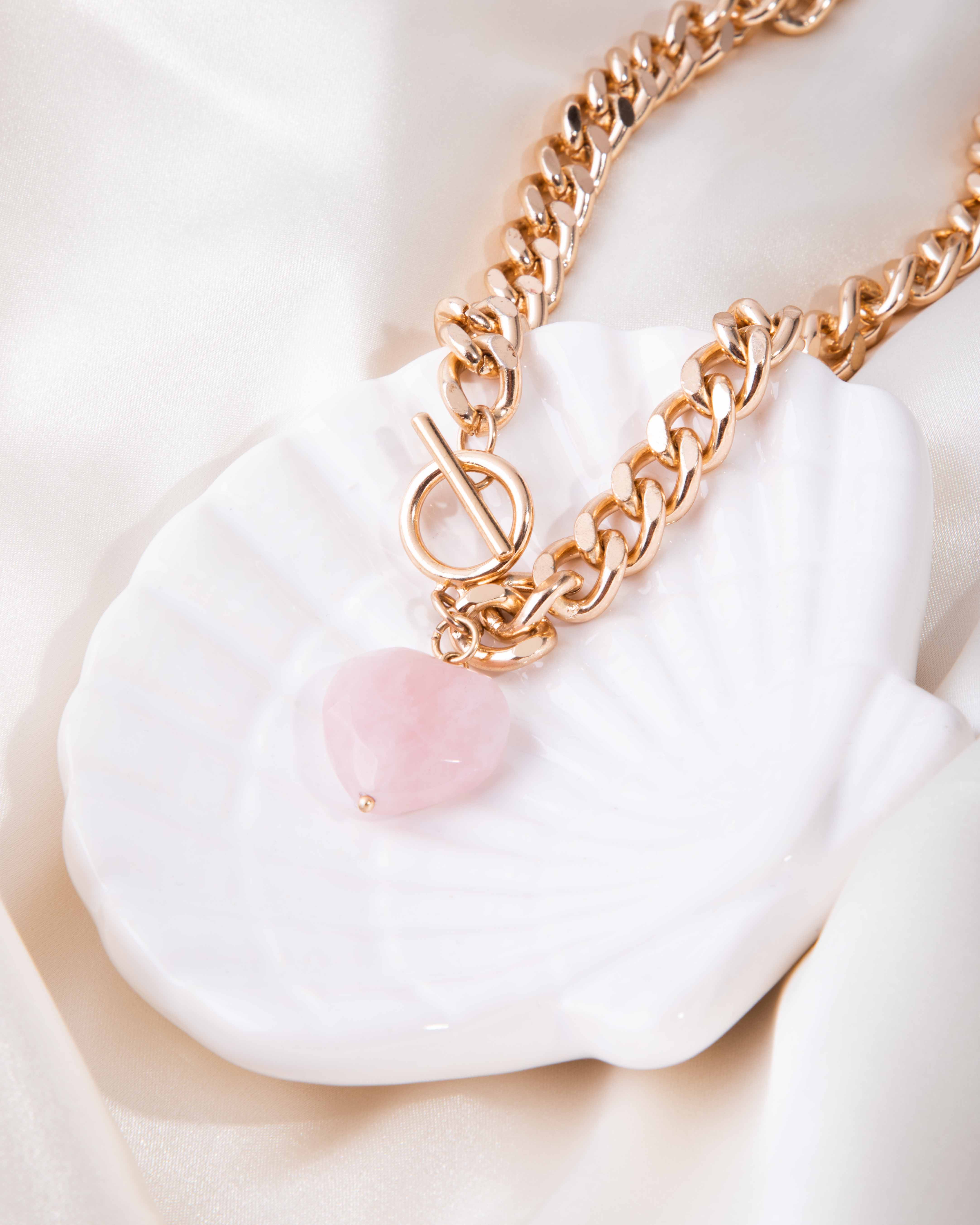 Gold Semi Precious Heart T&O Necklace - Image 5