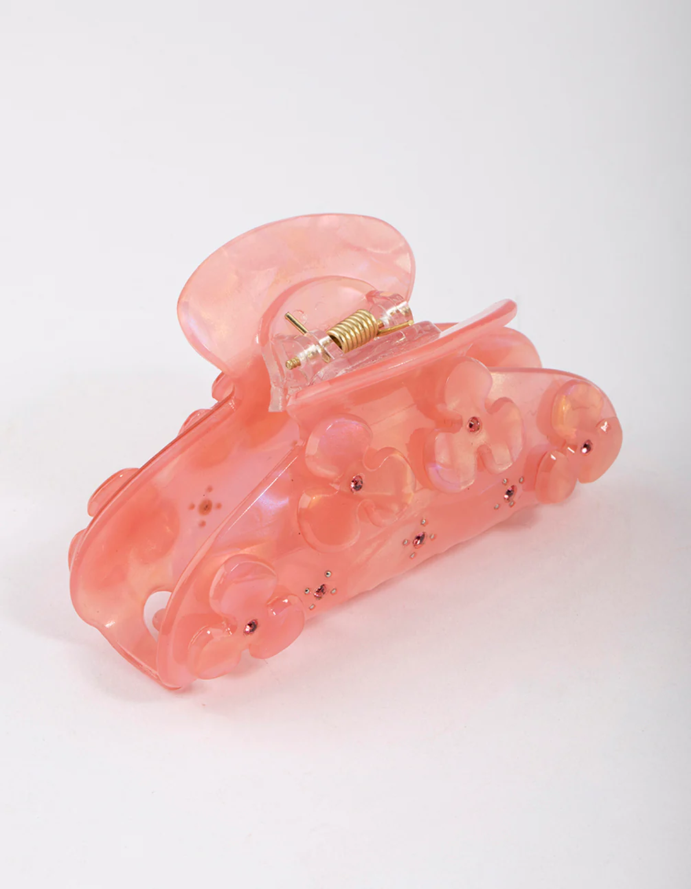 Blush Acrylic Flower Diamante Hair Claw Clip - Image 2