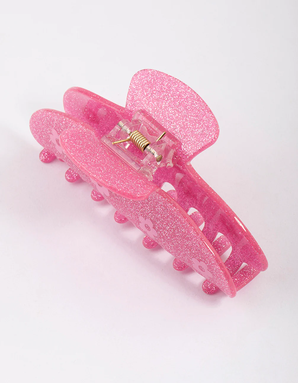 Acrylic Pink Glitter Flower Claw Clip - Image 3