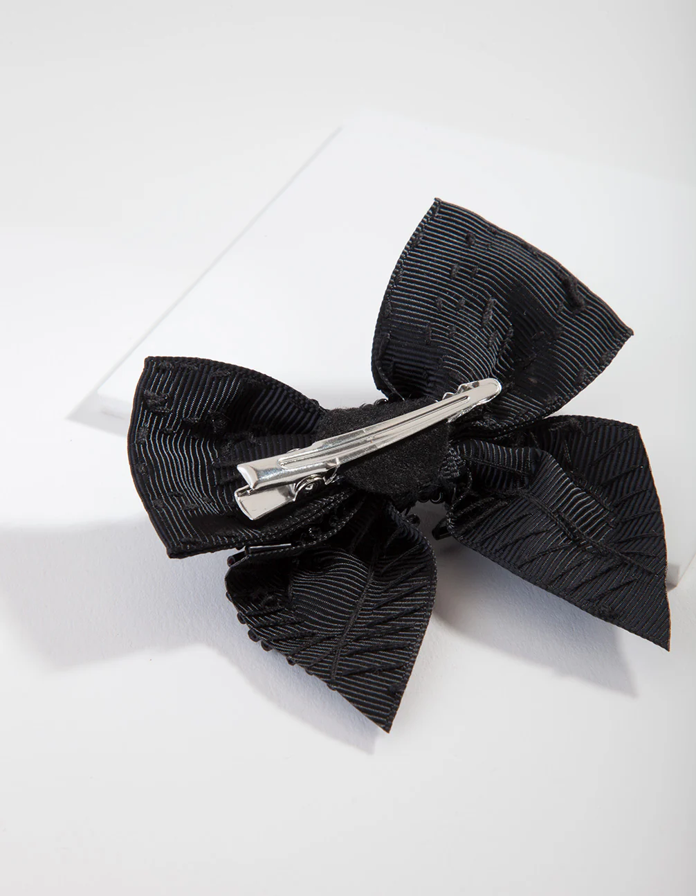 Black Beaded Bow Hair Clip - Image 2