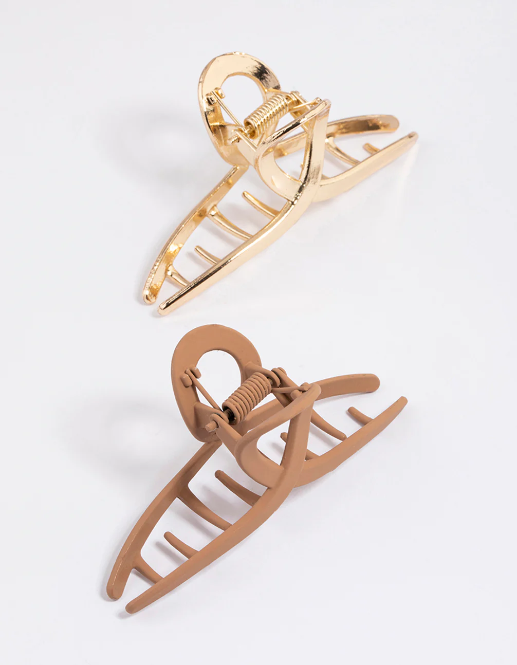 Neutral & Gold Metal Hair Claw Clip Pack - Image 2
