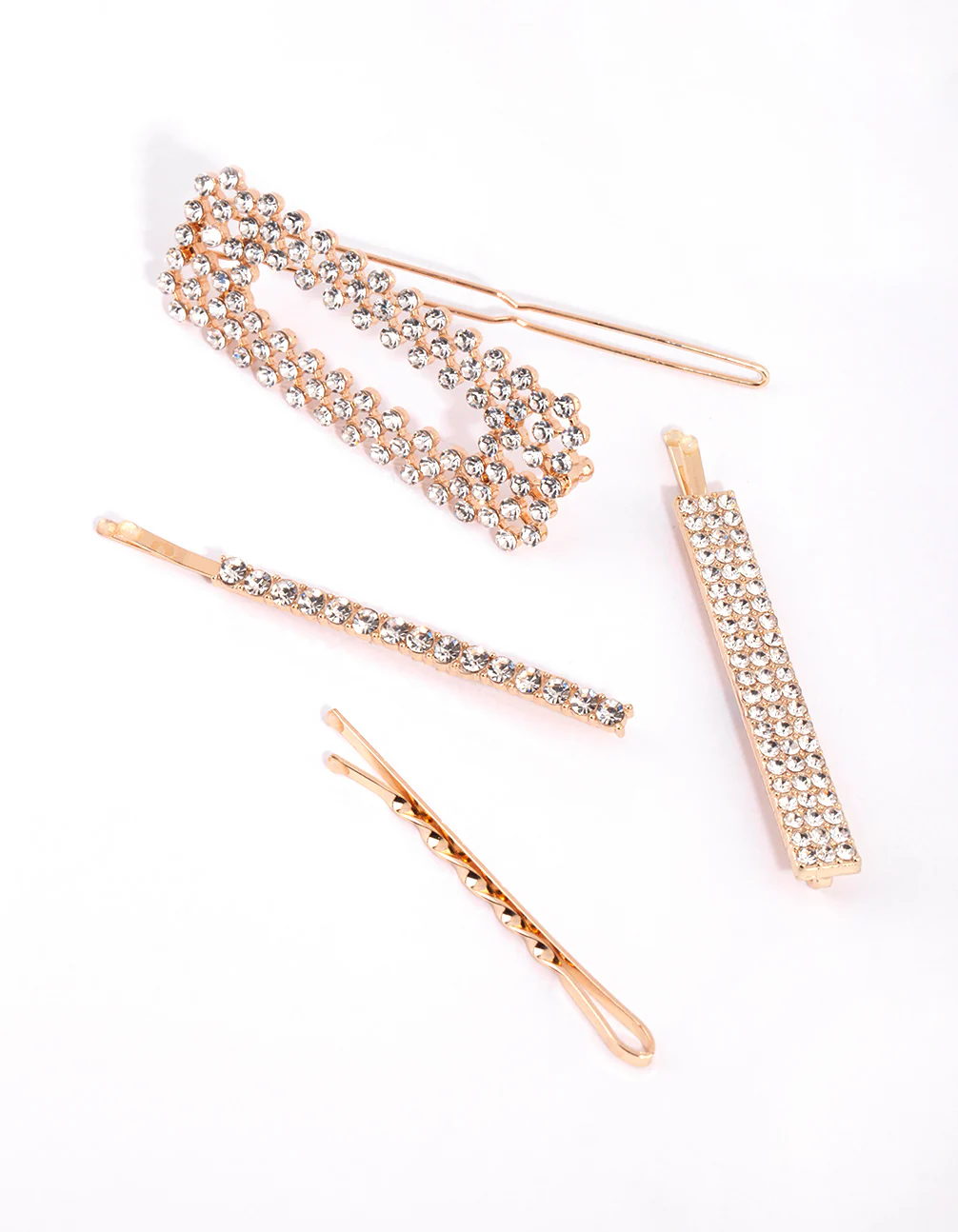 Gold Mixed Diamante Clip 4-Pack - Image 5