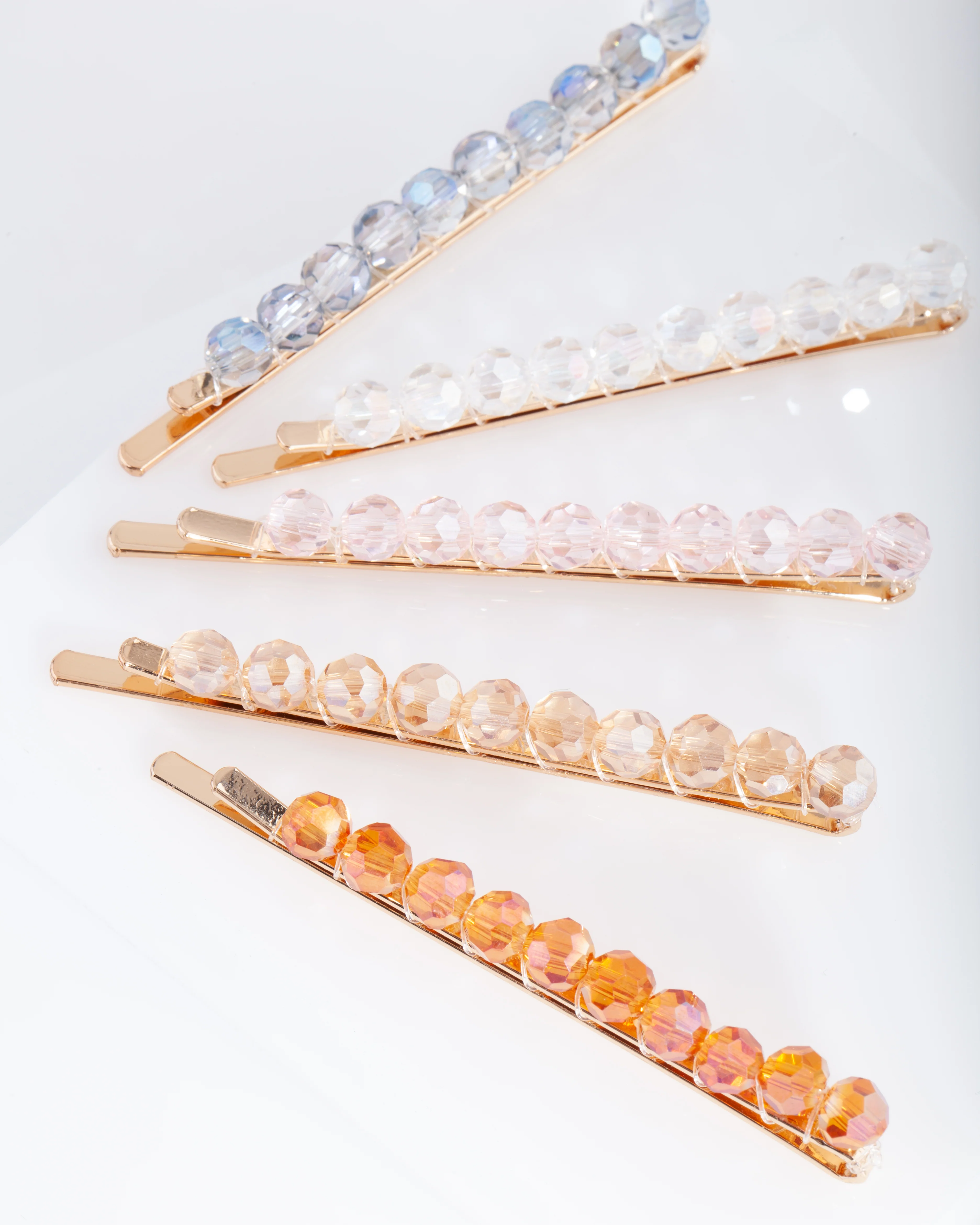 Gold Blush Bead Hair Pins 5-Pack - Image 3