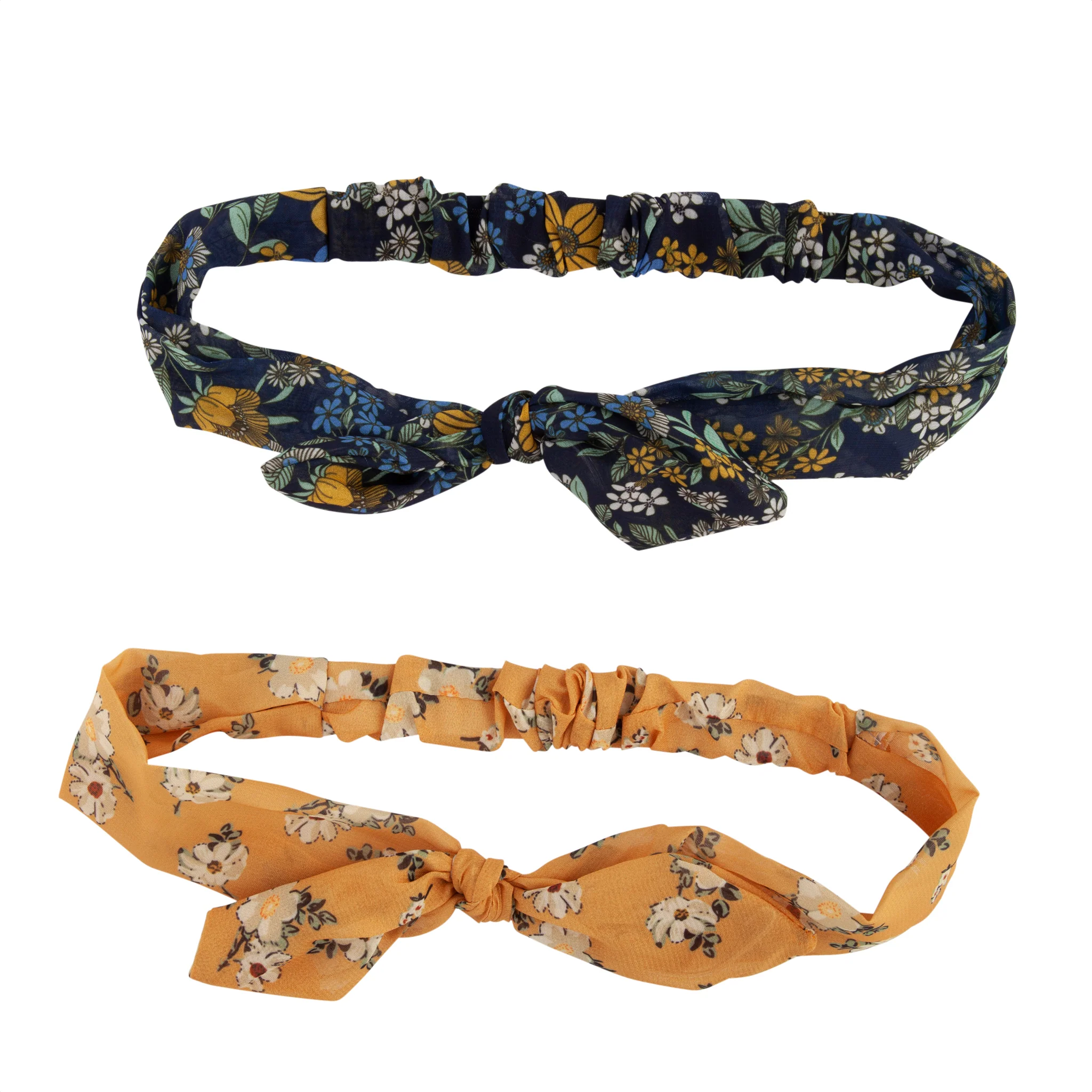 Yellow Navy Floral Pack Bow Stretch Headband - Image 2