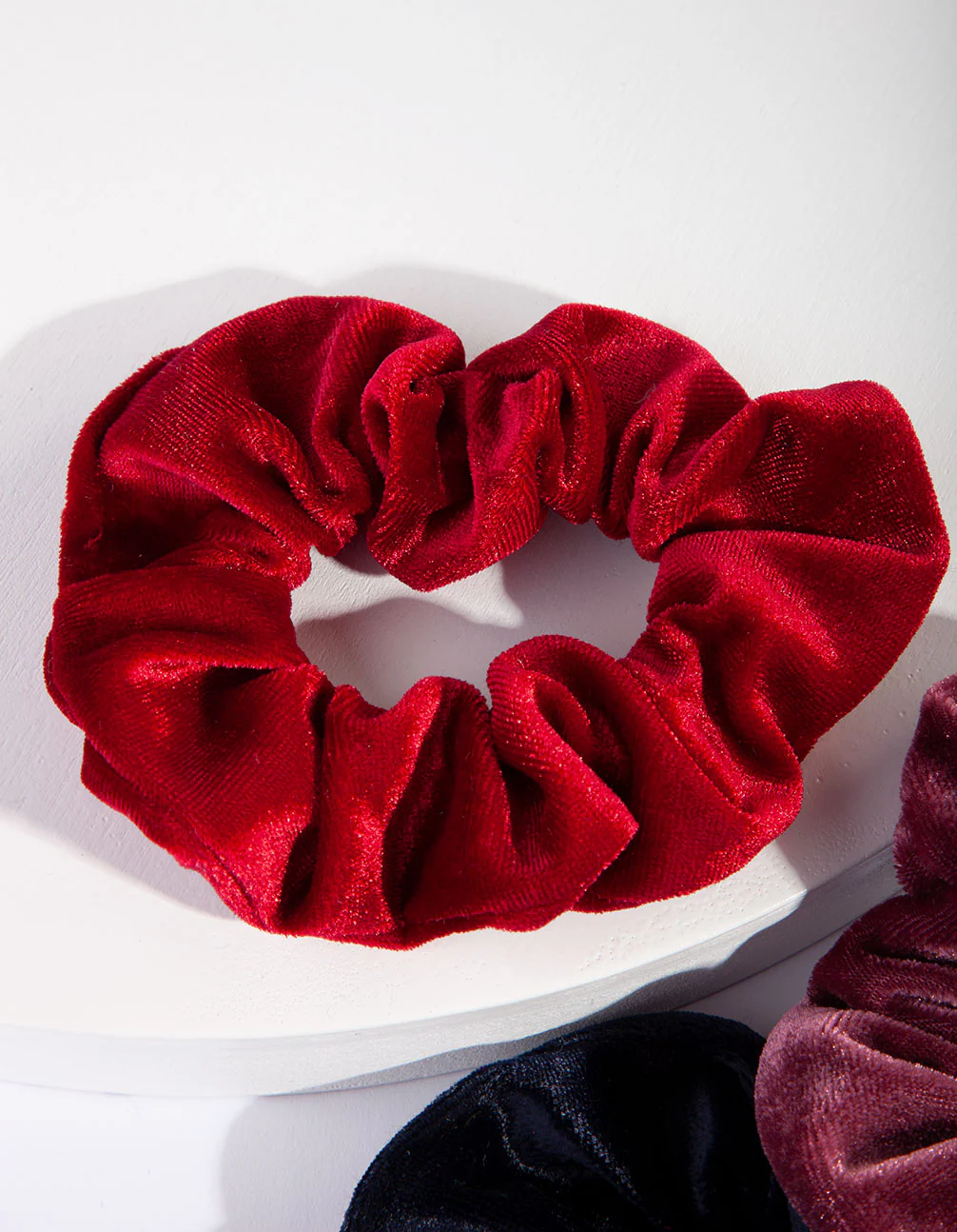 Red Pink Velvet Scrunchie Pack - Image 3